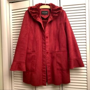 Red suede coat